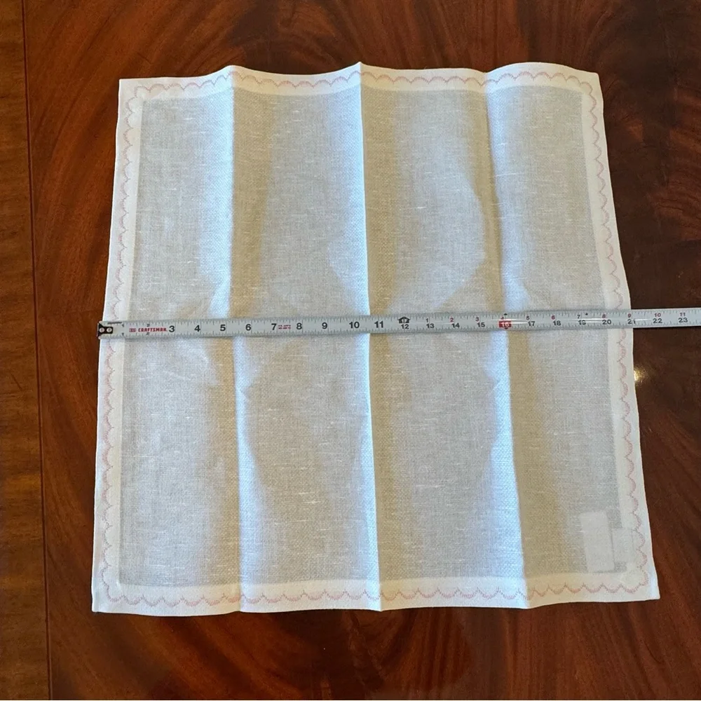 New Deborah Rhodes Pink Scallop Pique Linen Napkins Set of 6